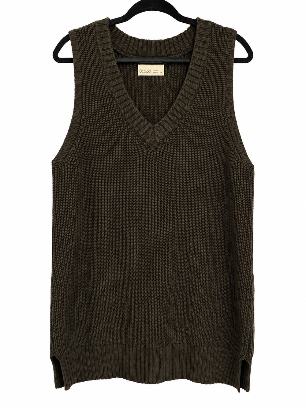 Becool Boutique Black V-Neck Knit Sweater Vest Tunic